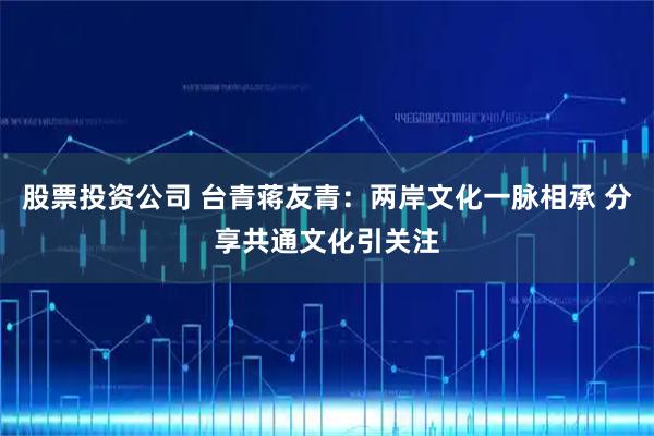 股票投资公司 台青蒋友青：两岸文化一脉相承 分享共通文化引关注